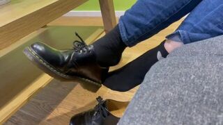 I remove my shoes to reveal my cum stained black socks - porn video